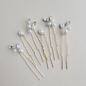 Bridal Hair Pins, Wedding Hair Piece, Gold Pearl Hair Accessor